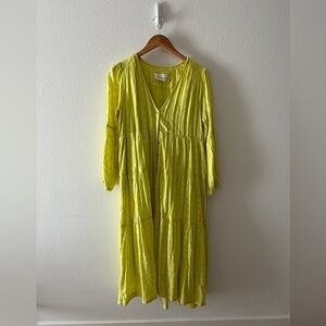Anthropologie Vibrant Yellow Long Sleeve Dress